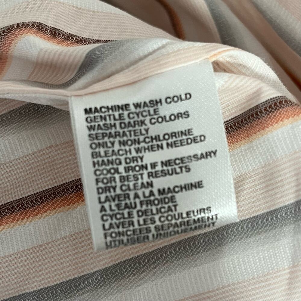 Tommy Bahama XXL striped cotton button down shirt orange gray white casual - Picture 6 of 10